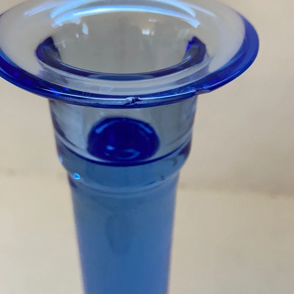 Bohemia Glass Czech blue candlestick